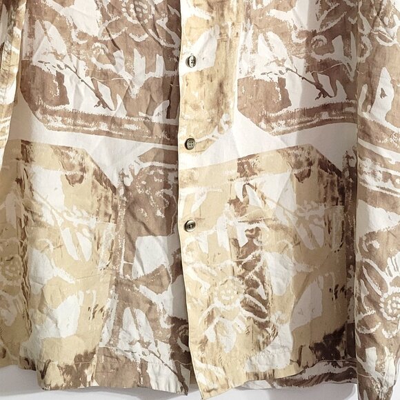 Perry Ellis Mens Short Sleeve Hawaiian Shirt Size L Button Up Silk Tribal Print - Picture 5 of 9